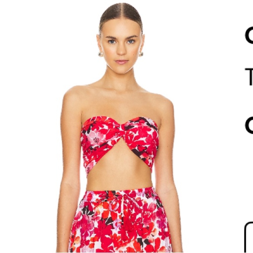 Capri Crop Top Fiji Flowers Red